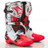 Alpinestars 2023 Tech 10 Motocross Stiefel Limited Edition Vision Schwarz / Weiß / Silber / Fluorrot