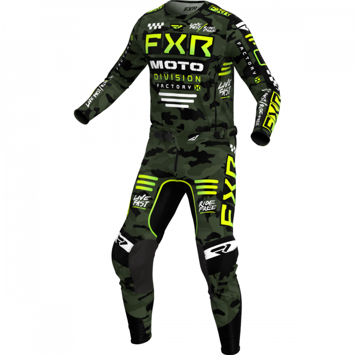 FXR 2024 Podium MX Jugend Motocross-Ausrüstung Camo / Fluor-Gelb