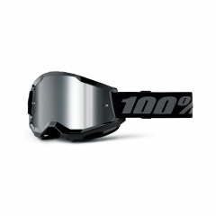 100% 2023 Herbst Strata 2 Jugend Motocross-Brille Schwarz (Gläser: Mirror Silver)