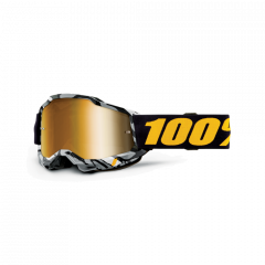100% 2023 Herbst Accuri 2 Motocross-Brille Ambush Weiß/Schwarz (Gläser: Mirror True Gold)